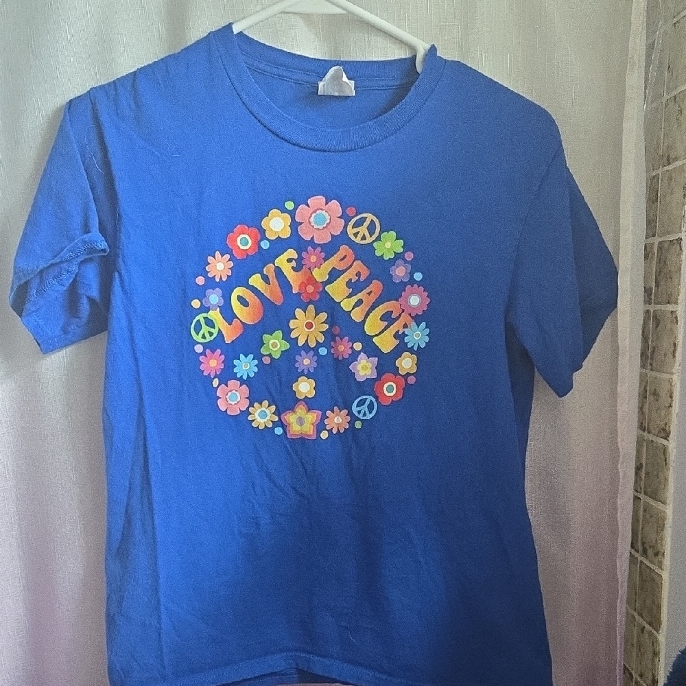 Blue Kids Peace & Love Graphic T-Shirt